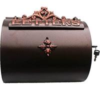 Outdoor Rainproof Locking Cast Aluminum Mailbox, Antique Copper Wall Mount Post Box Letterbox Big Capacity Home Large Express File Box