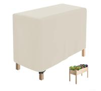 Outdoor Raised Garden Bed Cover, 210D Oxford Waterproof Planting Box Protector with Vents and Drawstring, for Winter Wind Rain Snow, Grey Beige Coffee, 84x39x77cm or 122x61x77cm(E)