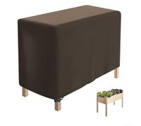 Outdoor Raised Garden Bed Cover, 210D Oxford Waterproof Planting Box Protector with Vents and Drawstring, for Winter Wind Rain Snow, Grey Beige Coffee, 84x39x77cm or 122x61x77cm(C)