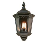 Outdoor IP43-1 Bulb Half Lantern Wall Light - Sconce - Black - LED E27 100W Bulb - Outside - External - Exterior
