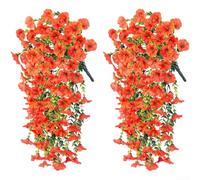 Outdoor Rated Morning Glory Vine Garland with 69 Blossoms and Greenery, 75cm Length, PE Material Designed for Sunlight and Humidity Resistance (D)