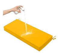 Outdoor Rattan Bench Cushion, Waterproof, Thick 8cm Non-Slip Garden Seat Pads with Double Edge, Ideal for Bay, Sofas, Hammocks, Yellow, 120x35x8cm