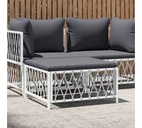 Outdoor Rattan Footstool with Anthracite Cushion - Versatile Garden Stool for Balcony & Lounge Furniture Set - Stylish Footrest for Outdoor Sofa & Patio Decor