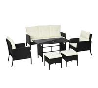 Outdoor Rattan Garden Sofa Set 6pcs White 158W x68D x80Hcm Steel Plastic Wicker