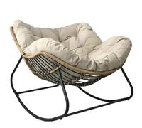 Outdoor Rattan Rocking Chair with Thick Cushions - Comfortable Egg Chair for Living Room, Bedroom, Balcony, Porch, Garden