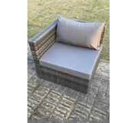 Outdoor Rattan Single Arm Corner Sofa Chair Garden Furniture With Seat and Back Cushion Fimous Dark Grey One Size