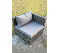 Outdoor Rattan Single Arm Corner Sofa Chair Garden Furniture With Seat Cushion Fimous Dark Grey One Size