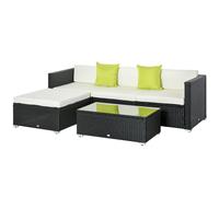Outdoor Rattan Sofa Set Black 75x75x64cm PE Wicker Cushioned 5Pc Sectional Patio