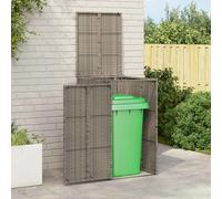 Outdoor Rattan Waste Bin Box Grey Polyethylene 65x80x115 cm Weatherproof Steel
