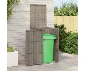 Outdoor Rattan Waste Bin Box Grey Polyethylene 65x80x115 cm Weatherproof Steel