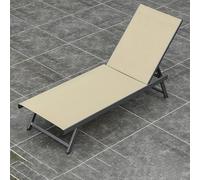 Outdoor Recliner Beach Chair - Foldable Lounge Chair with 4-Speed Adjustment, Non-slip Foot Pad, Waterproof and Breathable Design for Swimming Pools