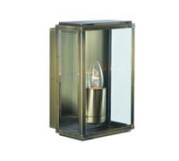 Outdoor Rectangular Box Traditional Brass Wall Light IP44
