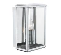 Outdoor Rectangular Satin Silver Wall Light with Clear Glass - IP44 Rated, Modern Design