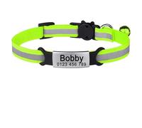 Outdoor Reflective Adjustable Nylon Cat Safety Collar With Bell For Poodle Chihuahua Yorkshire Terrier Pug,Green,S 19-32cm