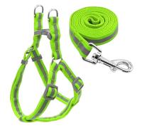 Outdoor Reflective Adjustable Nylon Dog Harness Leash Set For Small Medium Dogs Chihuahua Shiba Inu Yorkshire Terrier,Green,S