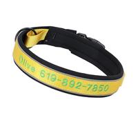 Outdoor Reflective Custom Adjustable Dog Collar Personalized Embroidery Shiba Inu Chihuahua Poodle Bulldog Name Phone Name Collar,Yellow,S