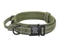Outdoor Reflective Dog Camping Training Collar Personalised Adjustable Military Tactical Bulldog Shepherd Labrador Collar,Green,XL