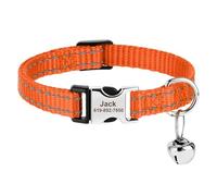 Outdoor Reflective Personalized Adjustable Nylon Cat Safety Collar With Bell For Pugs Yorkshire Terriers Chihuahuas Poodles,Orange,18-28cm