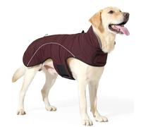 Outdoor Reflective Waterproof Dog Safety Jacket Adjustable High Collar Labrador Golden Retriever Bulldog Warm Snow Coat,Burgundy,2XL