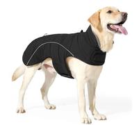 Outdoor Reflective Waterproof Dog Safety Jacket Adjustable High Collar Labrador Golden Retriever Bulldog Warm Snow Coat,Black,S