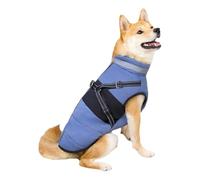 Outdoor Reflective Windproof Dog Jacket With Zipper Snow Cold Protection Labrador Shiba Inu Bulldog Coat,Blue,3XL