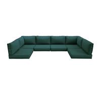 Outdoor Replacement Cushions for Patio Furniture, Deep Seat Outdoor Cushions for 6-Seat Wicker Sectional, 14-Piece Sectional Cushion for 6 Seat Waterproof Replacement Cushion Set,Dark Green