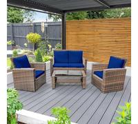 Outdoor replacement Keter Allibert California rattan cushions water resistant, comfortable, and lightweight cushion pads, perfect for your patio armchairs (Royal Blue, 2 Seater Sofa - 4 Pieces)