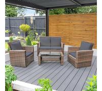 Outdoor replacement Keter Allibert California rattan cushions water resistant, comfortable, and lightweight cushion pads, perfect for your patio armchairs (Grey, 2 Seater Sofa - 4 Pieces)