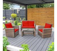 Outdoor replacement Keter Allibert California rattan cushions water resistant, comfortable, and lightweight cushion pads, perfect for your patio armchairs (Red, 2 Seater Sofa - 4 Pieces)