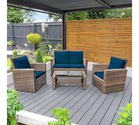 Outdoor replacement Keter Allibert California rattan cushions water resistant, comfortable, and lightweight cushion pads, perfect for your patio armchairs (Navy Blue, 2 Seater Sofa - 4 Pieces)