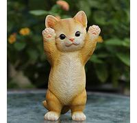 Outdoor Resin Animals Statue Cat Figure Sculpture Modern Decor Arts 20Cm for Exterior Balcony Birthday Wedding Valentine's Day Party Table Decoration,Raise your hand