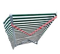 Outdoor Retractable Awning 13x9.8ftGreen & White Manual Crank Handle UVResistant Waterproof Polyester Ideal for Deck Balcony Yard Patio Commercial Use