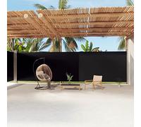 Outdoor Retractable Folding 220x1200 cm Automatic Roll Up Side Awning Black Fabric Patio Divider Weather Resistant Sunshade for Gardens and Patios