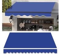 Outdoor Retractable ning Replacement Canvas - Waterproof Polyester Fabric Sun Shade Canopy for 8ft, 10ft, 11ft, 12ft, 14ft, 16ft Patios - Dark Blue (22.9x13ft)