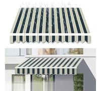 Outdoor Retractable Patio Awning Fabric Replacement Canopy with UV Protection - Heavy Duty Polyester for Home Deck Garden Use,Green Stripes,4x3m
