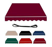 Outdoor Retractable Patio Awning Replacement Fabric UV & Water-Resistant Canopy with Valance Garden Shade Sail Size 3.5x1.5m Color Burgundy