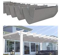 Outdoor Retractable Pergola Wave Sail Awning Slide On Wire 95% UV Protection Shade Cloth, Deck Backyard Canopy Shade Awnings Retractable Slide Wire U Shape