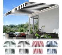 Outdoor Retractable Sun Shade Canopy Replacement Fabric - 5.5x2.0m Black Polyester for Balcony Garden Market - UV Protection for Patio and Deck