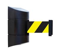 Outdoor Retractable Tape Barrier 5m/10mWall Mounted Crowd Control with Striped Warning Belt for Safe Area Separation (Black & Yellow)