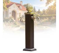 Outdoor Retro Post Faucet Dual Inlet, Frost Free Outside Water Spigot with 12ft Spray Gun and Hooks(Brown,80cm/31.5in)