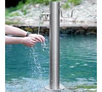 Outdoor Retro Post Faucet Freestanding Garden Water Column Stainless Steel Yard Hydrant Water Feature Fountain Winter Anti Freeze Spray Gun Hose Holder