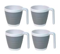 Outdoor Revolution Premium 4- Piece Melamine Camping Picnic Mug Set - Pastel Grey