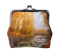 Outdoor River Park Prints Coin Purse Kiss Lock Pu Leather Mini Pouch Wallet Change Bag for Women Girls Kids