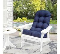 Outdoor Rocking Chair Cushions For Patio Backyard Furniture Navy Blue | Thick Tufted Waterproof Adirondack Chair Cushion with with Ties, Elastic Band ,43"*20"*3.9"