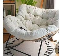 Outdoor Rocking Chair - Oversized Stainless Steel Egg Chair with Green Velvet Cushion, Ideal for Garden, Bedroom, Living Room, Terrace, with Rattan Accents