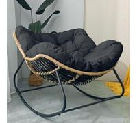 Outdoor Rocking Chair - Oversized Stainless Steel Egg Chair with Green Velvet Cushion, Ideal for Garden, Bedroom, Living Room, Terrace, with Rattan Accents