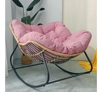 Outdoor Rocking Chair - Oversized Stainless Steel Egg Chair with Green Velvet Cushion, Ideal for Garden, Bedroom, Living Room, Terrace, with Rattan Accents
