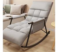 Outdoor Rocking Chair with Armrests Patio Swing with Storage Pockets Adjustable Backrest Relaxing for Nursery/Living Room (Color: D)