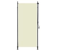 Outdoor roller blind 100x270 cm cream PU polyester fabric steel frame manual