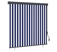 Outdoor Roller Blind 180 x 250 cm Blue/White Polyester & Aluminium Ceiling Mount